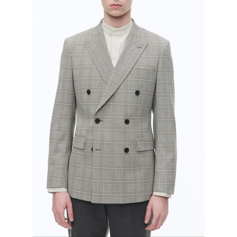 Veste Croisée En Laine Mélangée - Noir Et Blanc