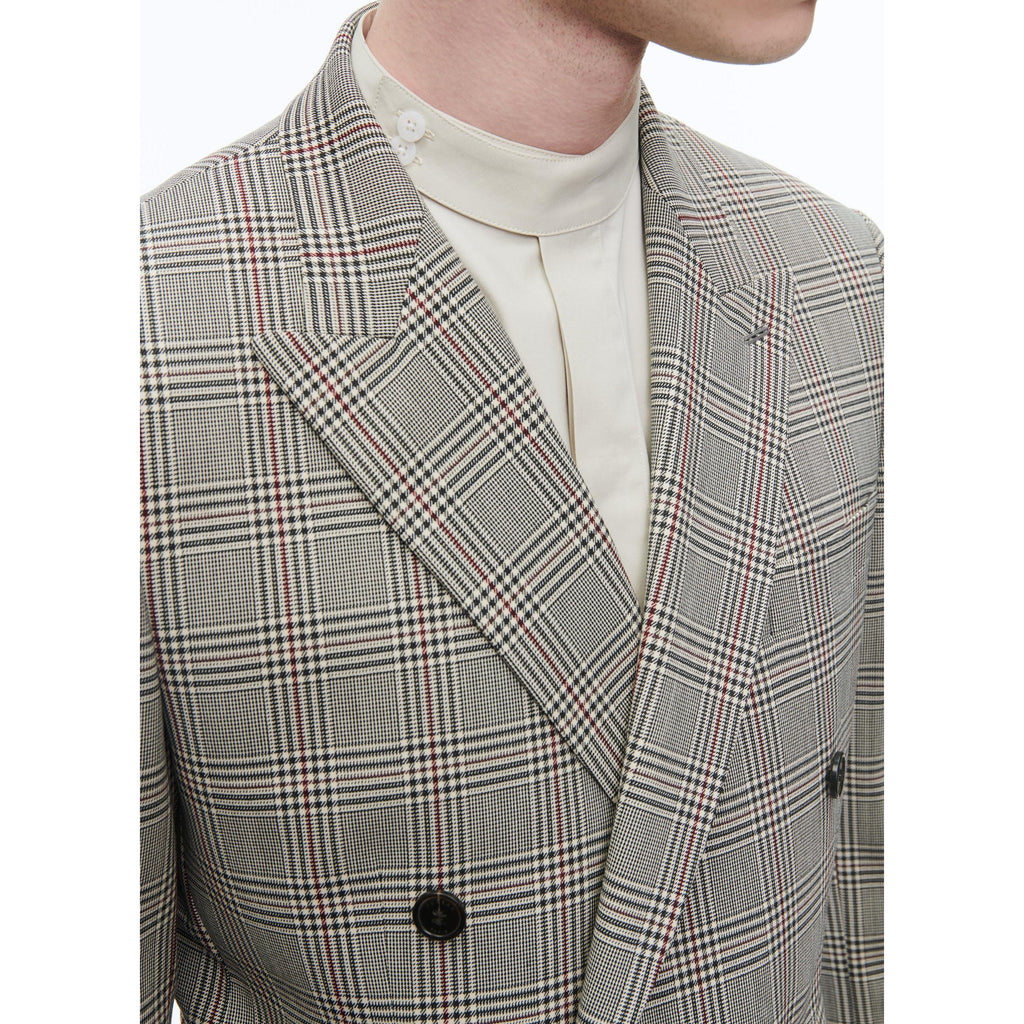 Chaqueta De Mezcla De Lana De Doble Botonadura - Blanco Y Negro