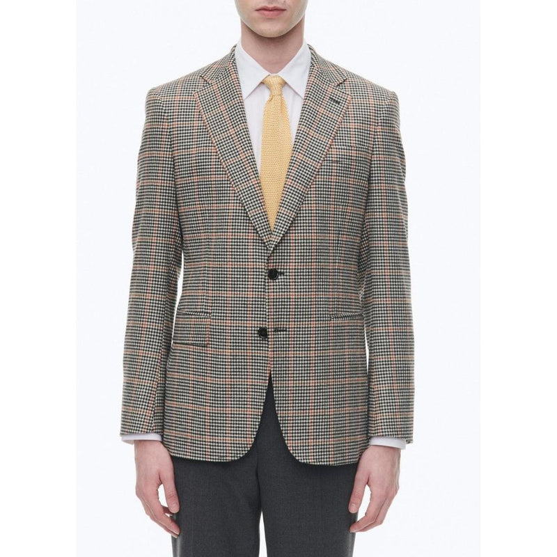 Chaqueta ajustada con estampado de pata de gallo - Blanco y negro