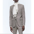 Fitted Herringbone Wool Jacket - Ficelle Beige - Herringbone Pattern