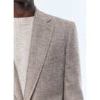 Fitted Herringbone Wool Jacket - Ficelle Beige - Herringbone Pattern