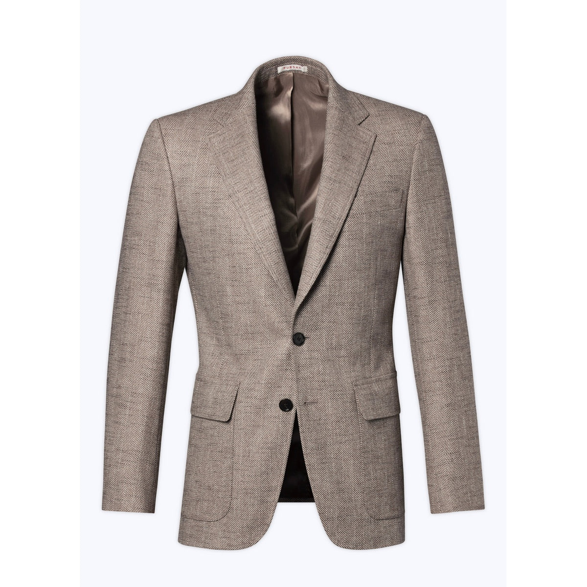 Fitted Herringbone Wool Jacket - Ficelle Beige - Herringbone Pattern