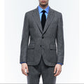 Fitted Herringbone Wool Jacket - Gray - Herringbone
