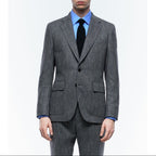 Fitted Herringbone Wool Jacket - Gray - Herringbone