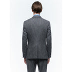 Fitted Herringbone Wool Jacket - Gray - Herringbone