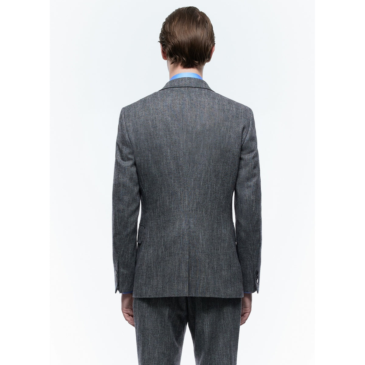 Fitted Herringbone Wool Jacket - Gray - Herringbone