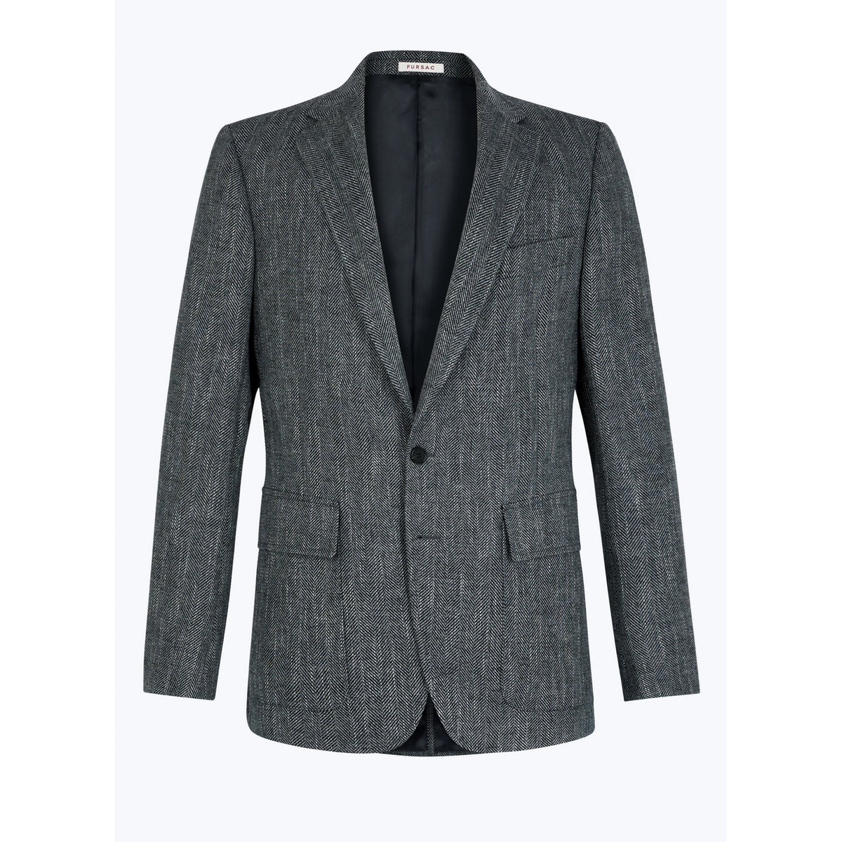 Fitted Herringbone Wool Jacket - Gray - Herringbone