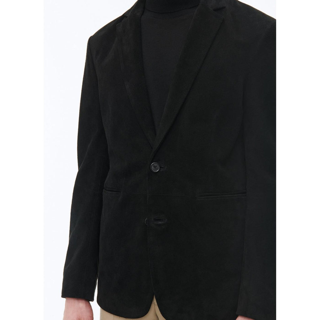 Fursac - Blazer En Cuir Suedine - Noir