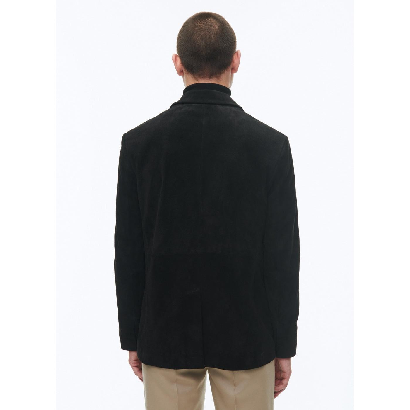 Fursac - Blazer En Cuir Suedine - Noir