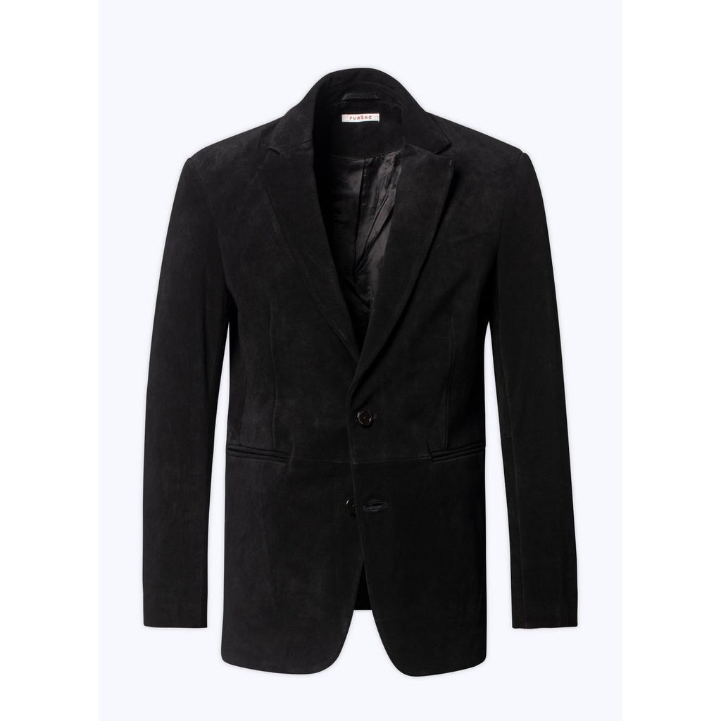 Fursac - Blazer En Cuir Suedine - Noir