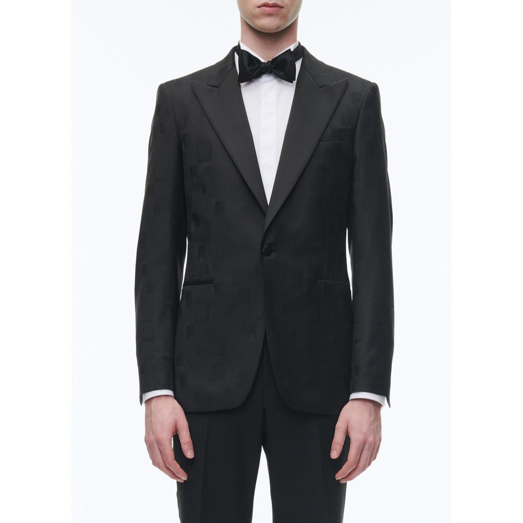 Chaqueta de traje de jacquard de lana - Negro