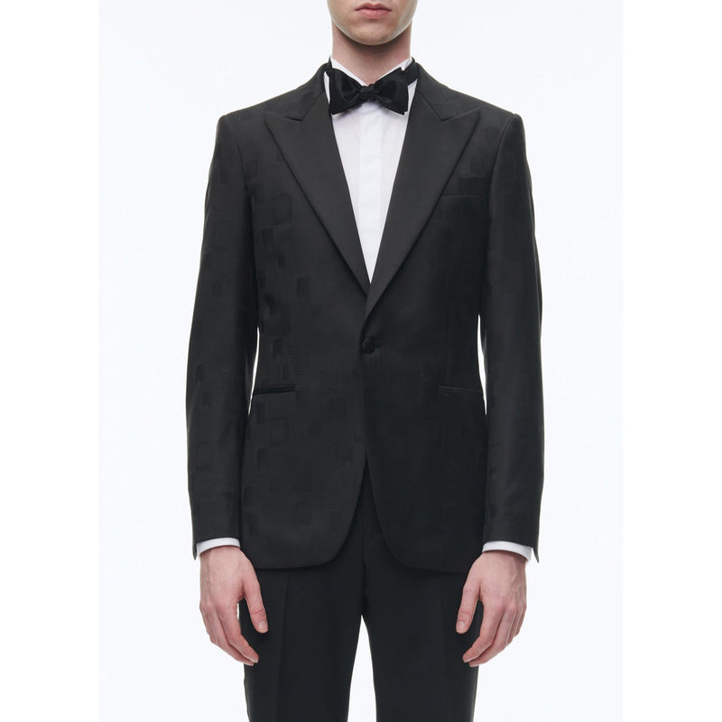 Veste De Costume En Jacquard De Laine - Noir