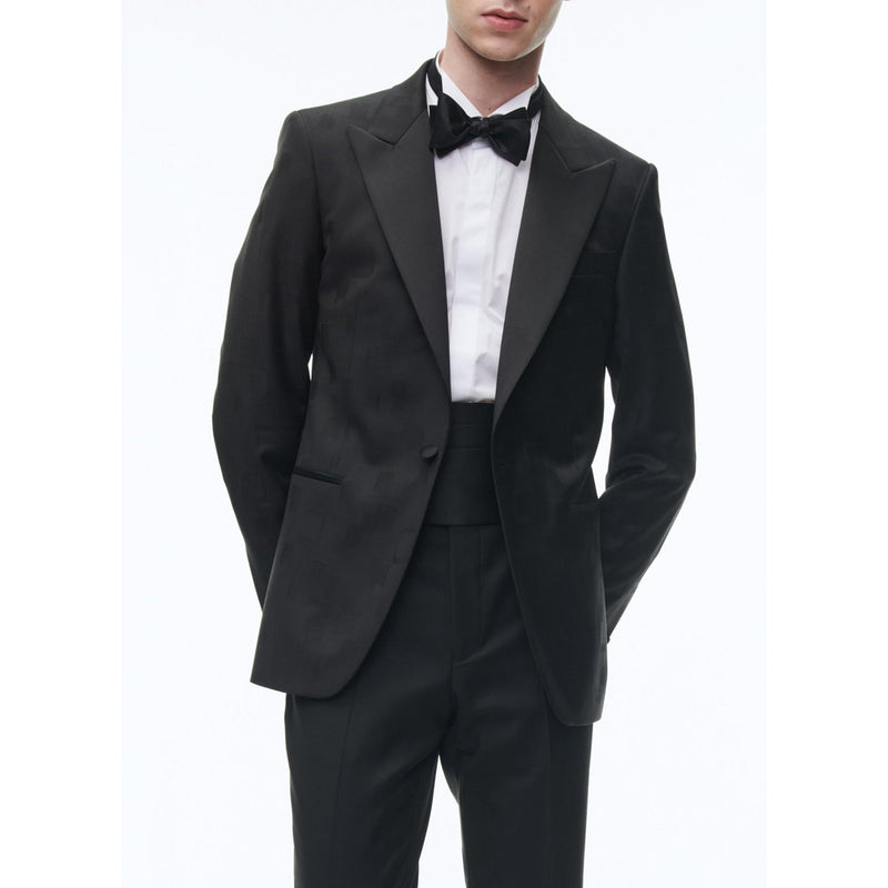 Veste De Costume En Jacquard De Laine - Noir