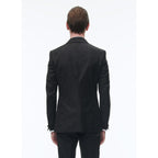 Veste De Costume En Jacquard De Laine - Noir