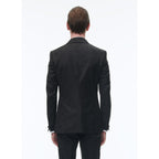 Chaqueta de traje de jacquard de lana - Negro