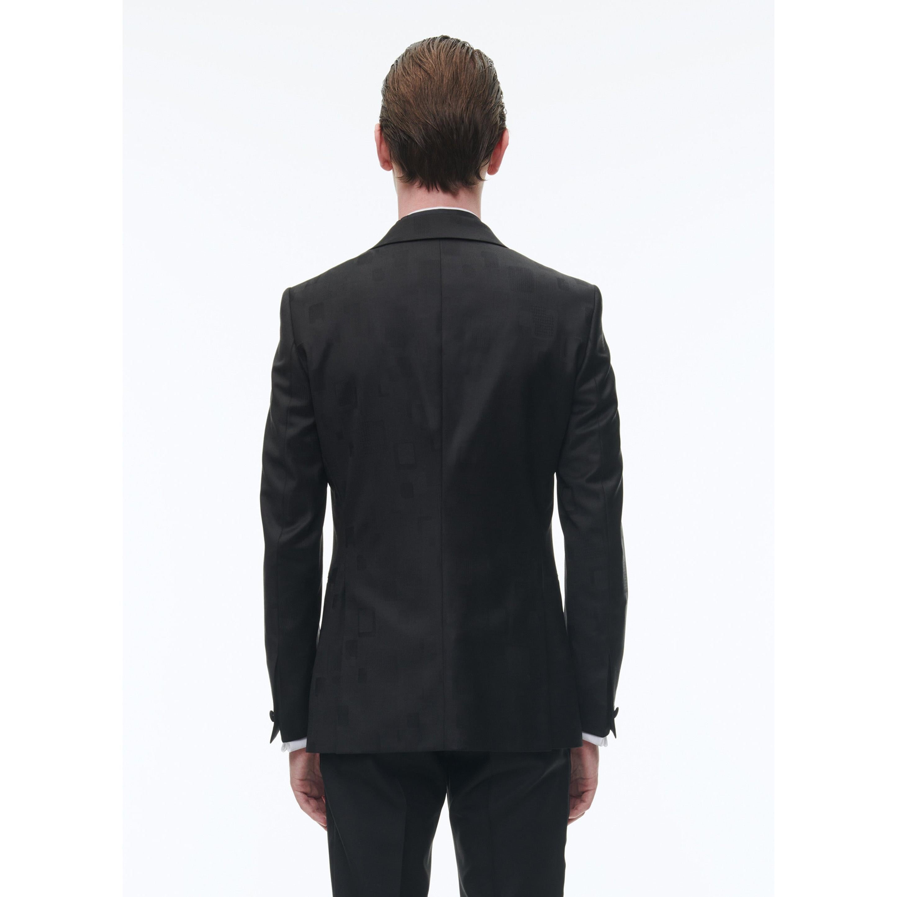 Chaqueta de traje de jacquard de lana - Negro