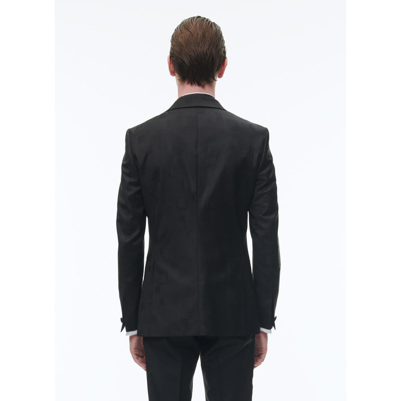 Veste De Costume En Jacquard De Laine - Noir