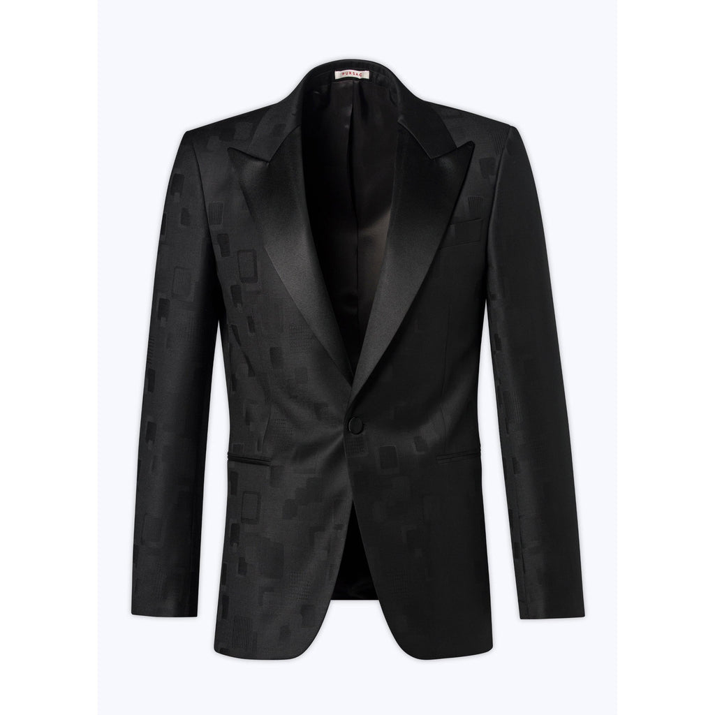 Chaqueta de traje de jacquard de lana - Negro