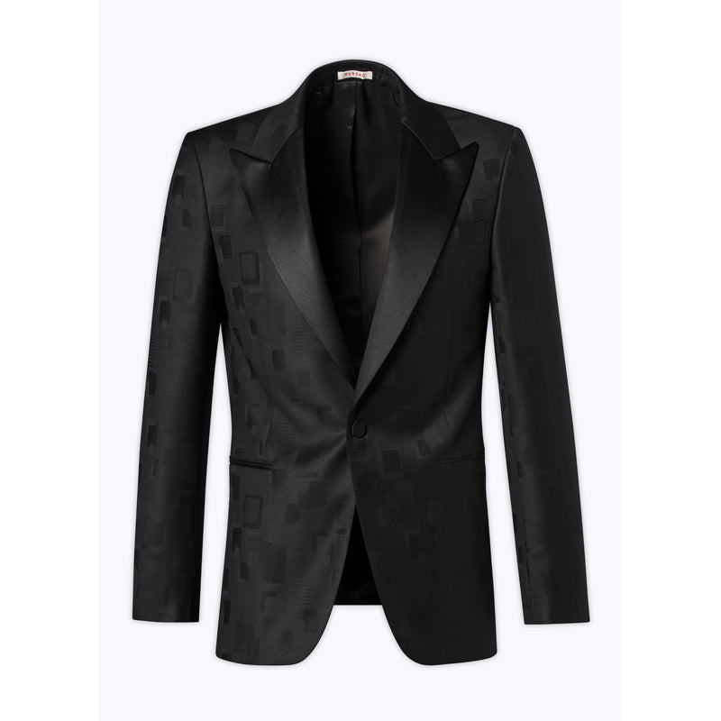Veste De Costume En Jacquard De Laine - Noir