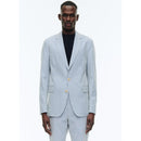 Fursac - Straight Striped Cotton Jacket - White and Sky Blue Stripes