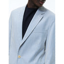 Fursac - Straight Striped Cotton Jacket - White and Sky Blue Stripes