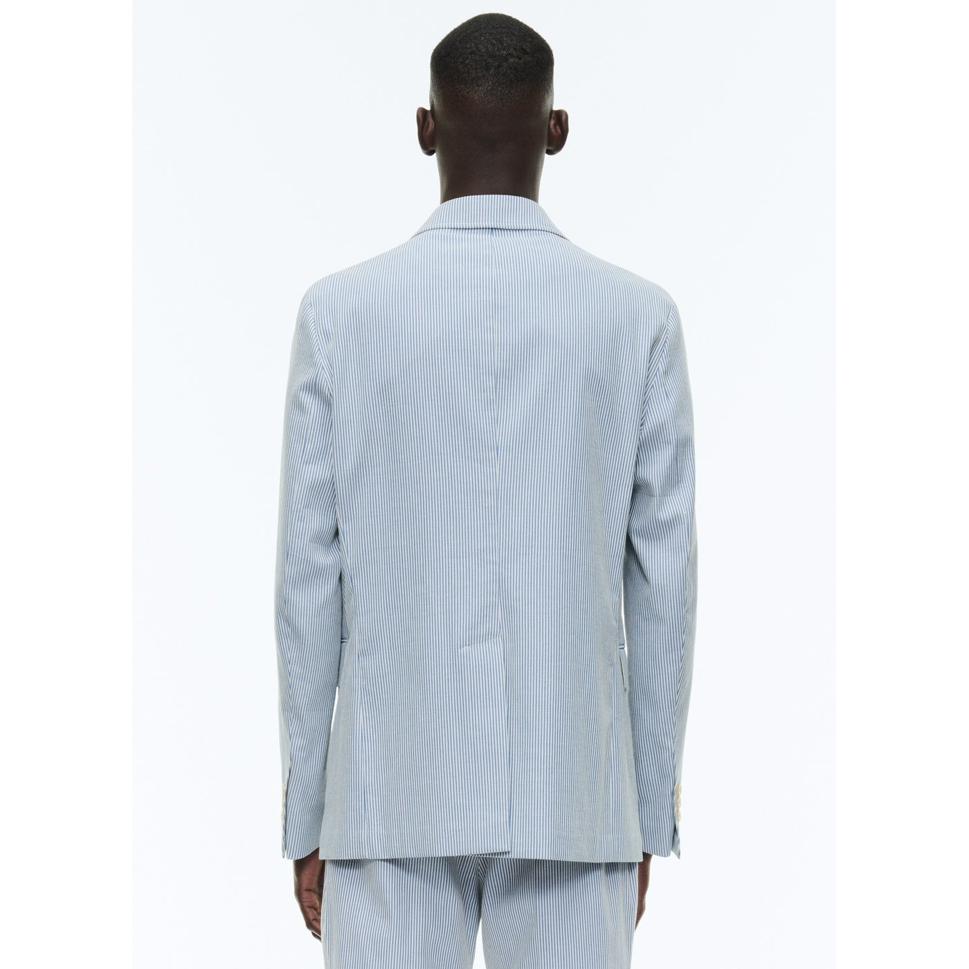 Fursac - Chaqueta de algodón de rayas rectas - Rayas blancas y azul cielo
