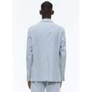 Fursac - Straight Striped Cotton Jacket - White and Sky Blue Stripes