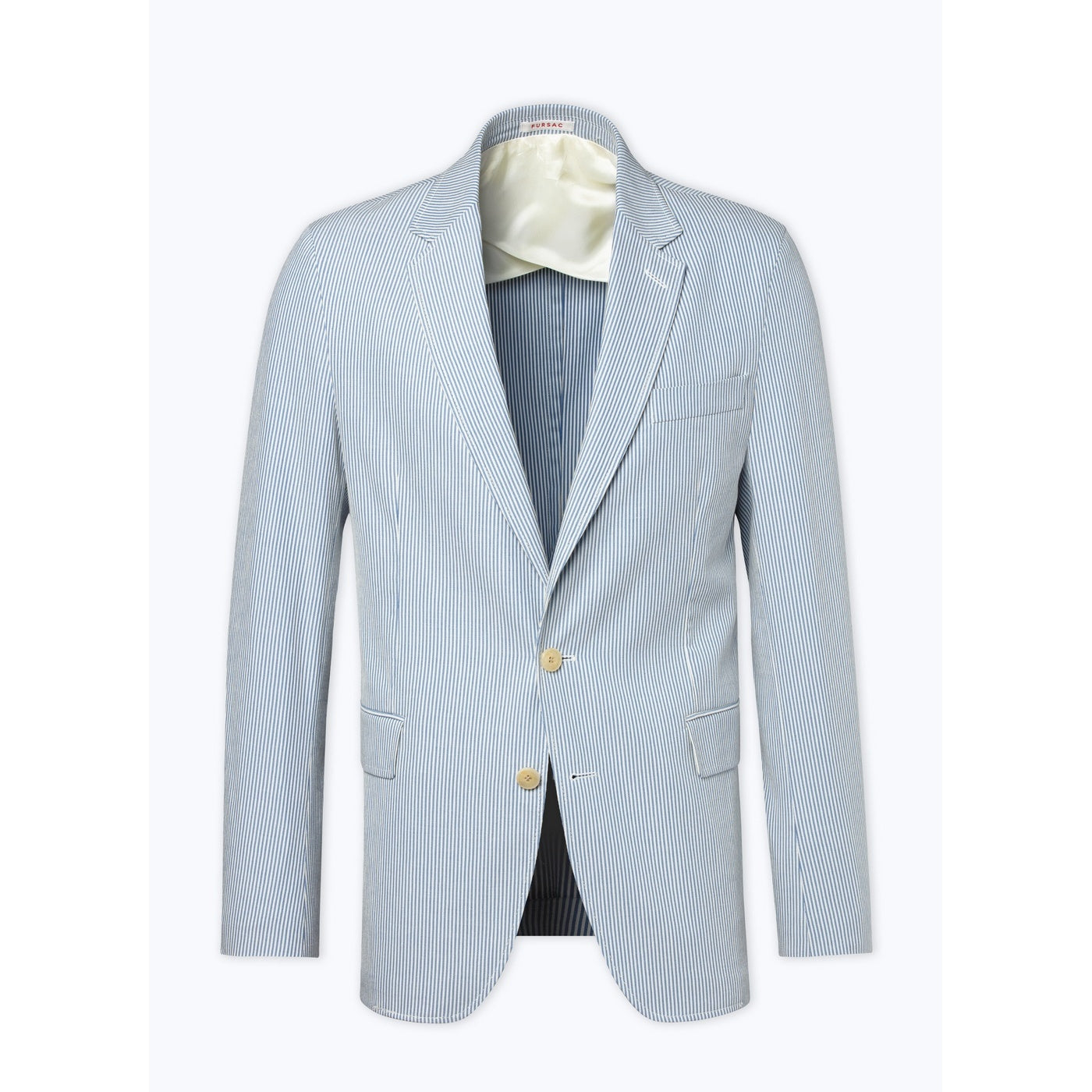 Fursac - Chaqueta de algodón de rayas rectas - Rayas blancas y azul cielo