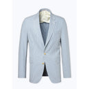 Fursac - Straight Striped Cotton Jacket - White and Sky Blue Stripes