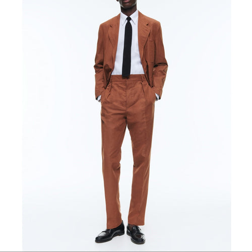 Veste Droite Souple En Lin Et Coton - Camel