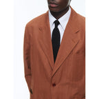 Chaqueta recta suave de lino y algodón - Camel