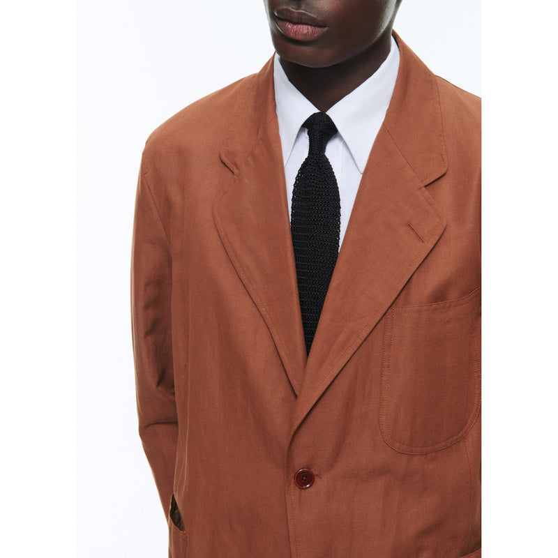 Soft Straight Jacket In Linen And Cotton - Camel