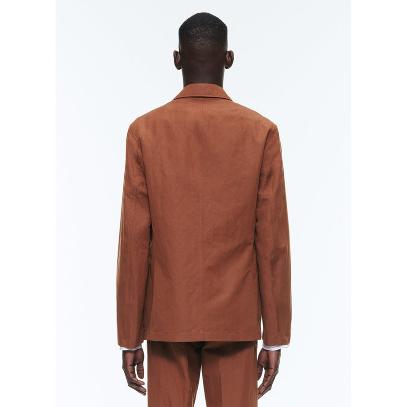 Soft Straight Jacket In Linen And Cotton - Camel