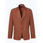 Chaqueta recta suave de lino y algodón - Camel