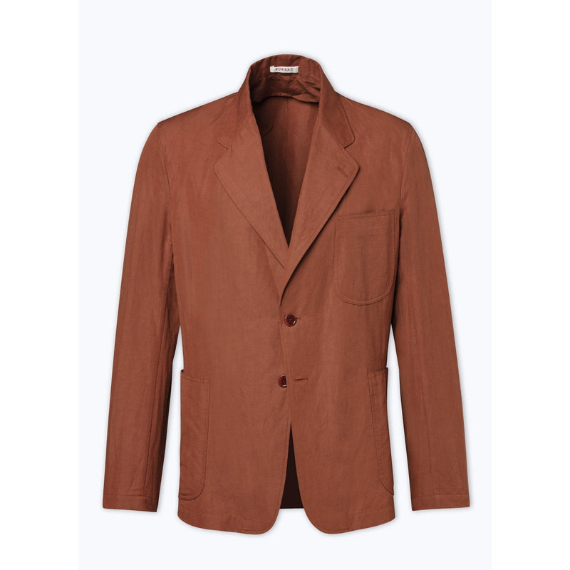 Soft Straight Jacket In Linen And Cotton - Camel