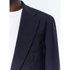Veste Droite En Laine Certifiée - Bleu Marine