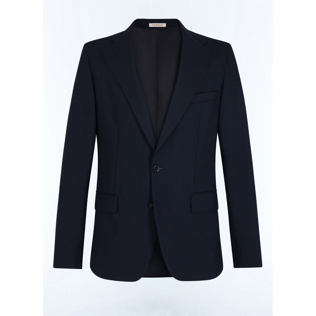 Veste Droite En Laine Certifiée - Bleu Marine