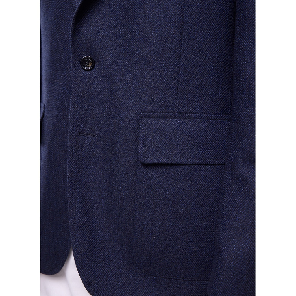 Veste Droite En Laine À Chevrons - Bleu Marine - Chevrons