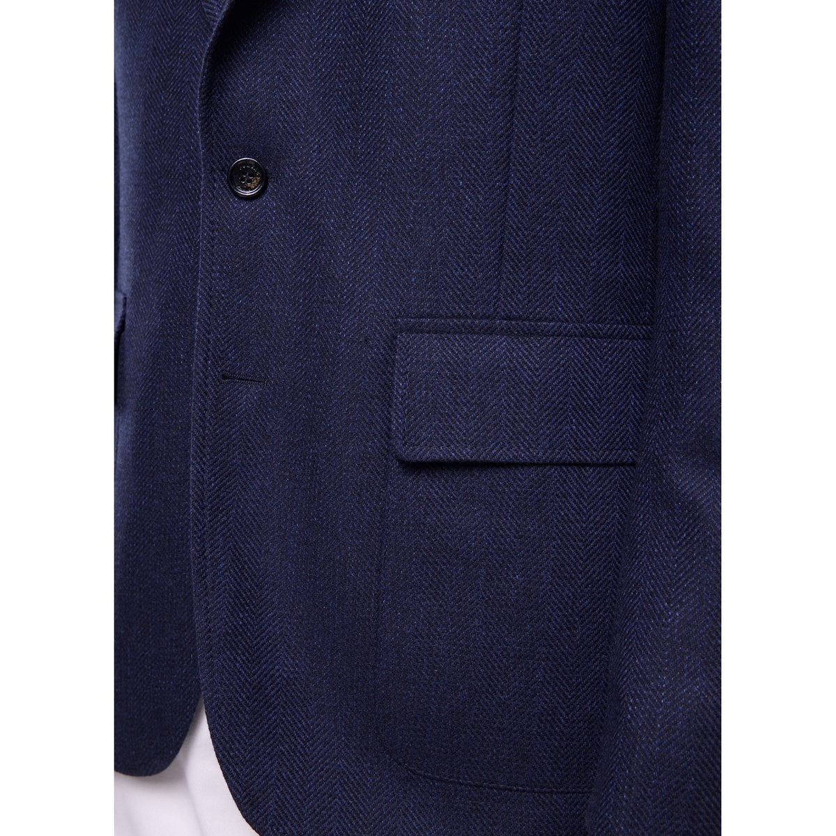 Veste Droite En Laine À Chevrons - Bleu Marine - Chevrons