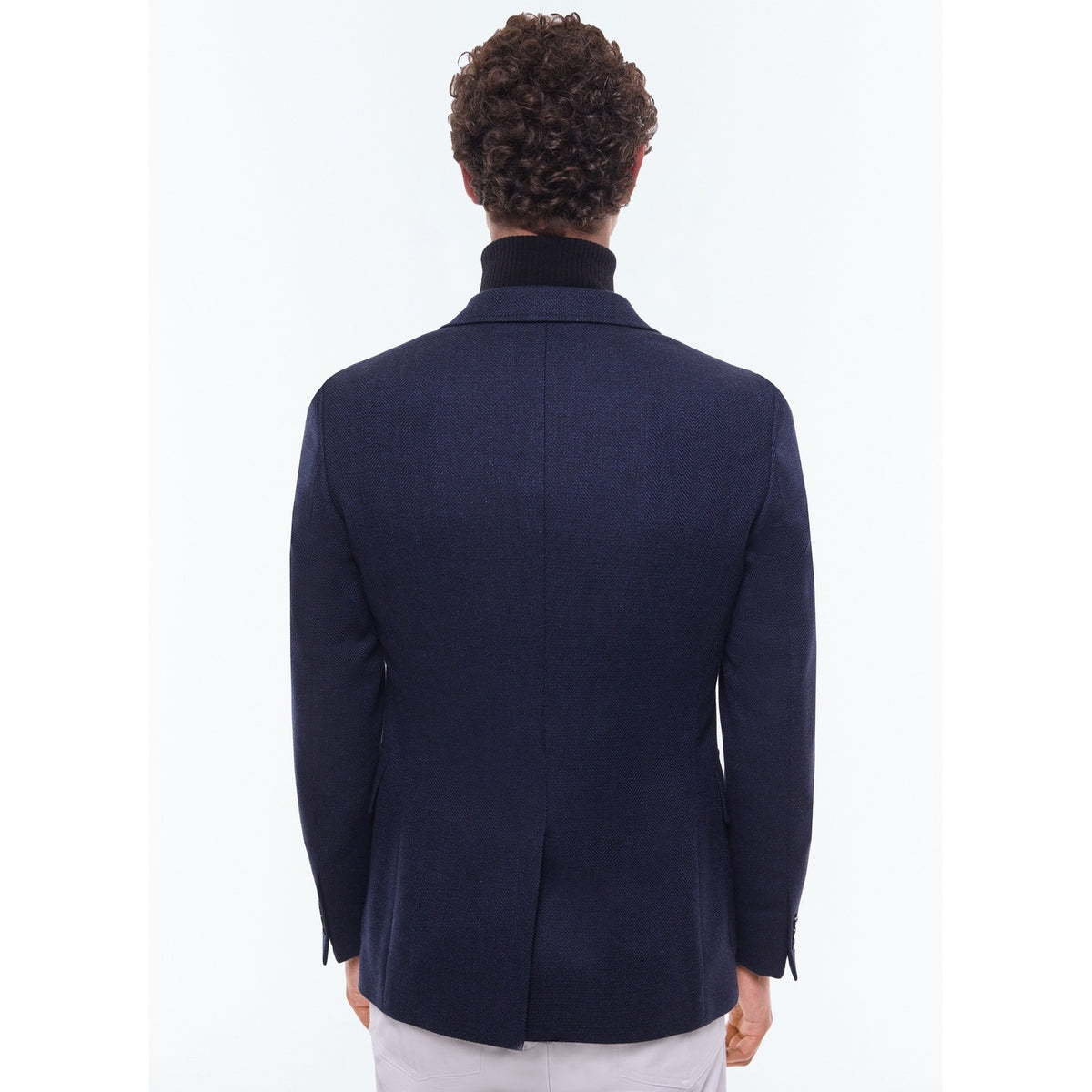 Veste Droite En Laine À Chevrons - Bleu Marine - Chevrons