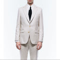 Striped Wool Suit Jacket - Ecru - Pink Stripes