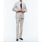Striped Wool Suit Jacket - Ecru - Pink Stripes