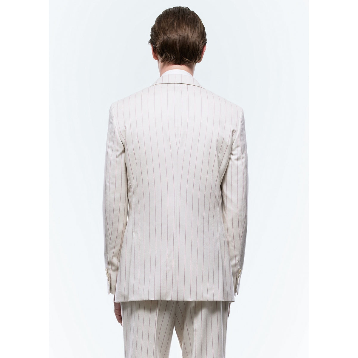Striped Wool Suit Jacket - Ecru - Pink Stripes
