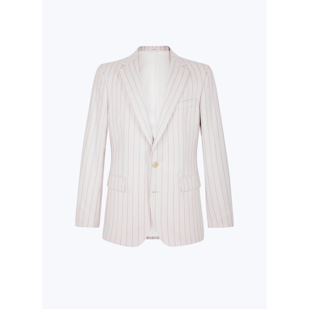 Striped Wool Suit Jacket - Ecru - Pink Stripes
