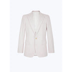 Striped Wool Suit Jacket - Ecru - Pink Stripes