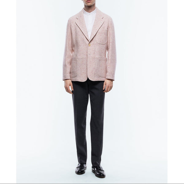 Recht colbert van wollen tweed - Roze - Gespikkeld