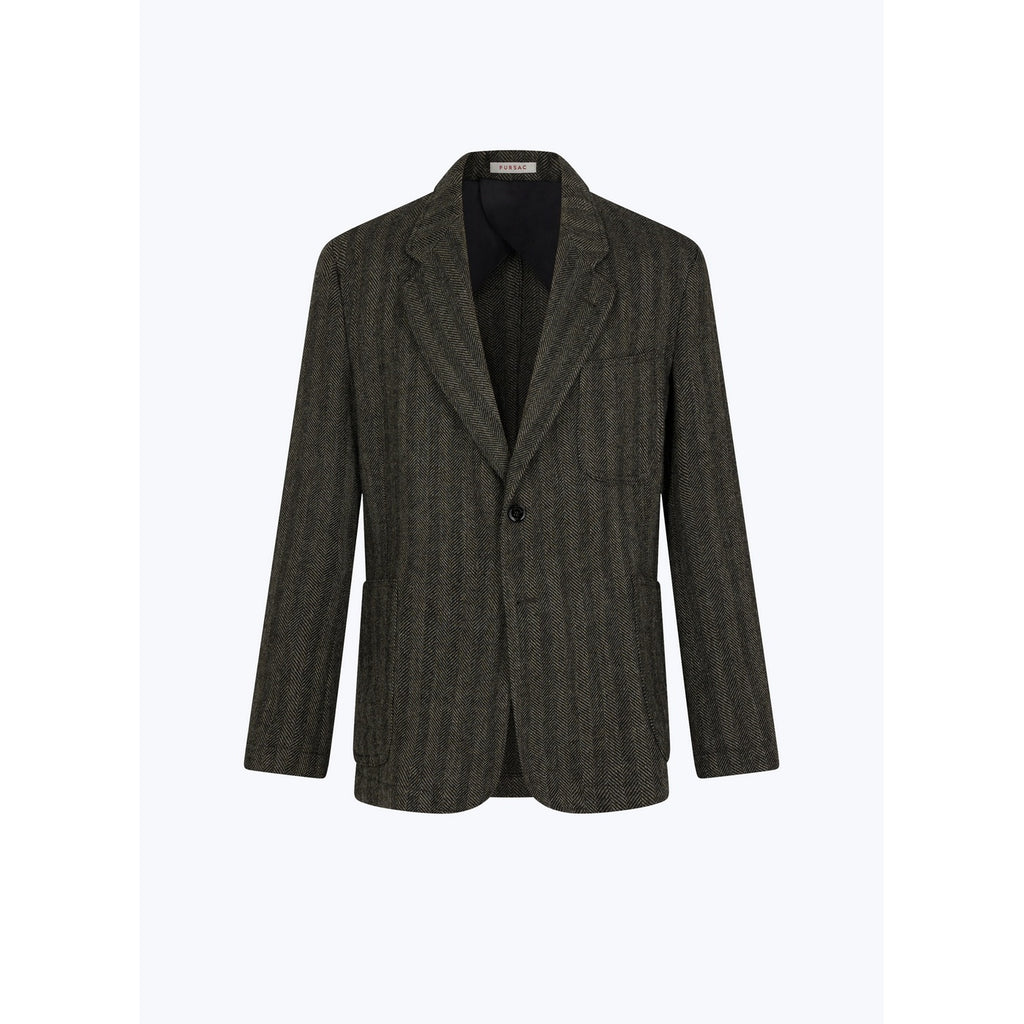 Unstructured Grey Herringbone Jacket - Charcoal