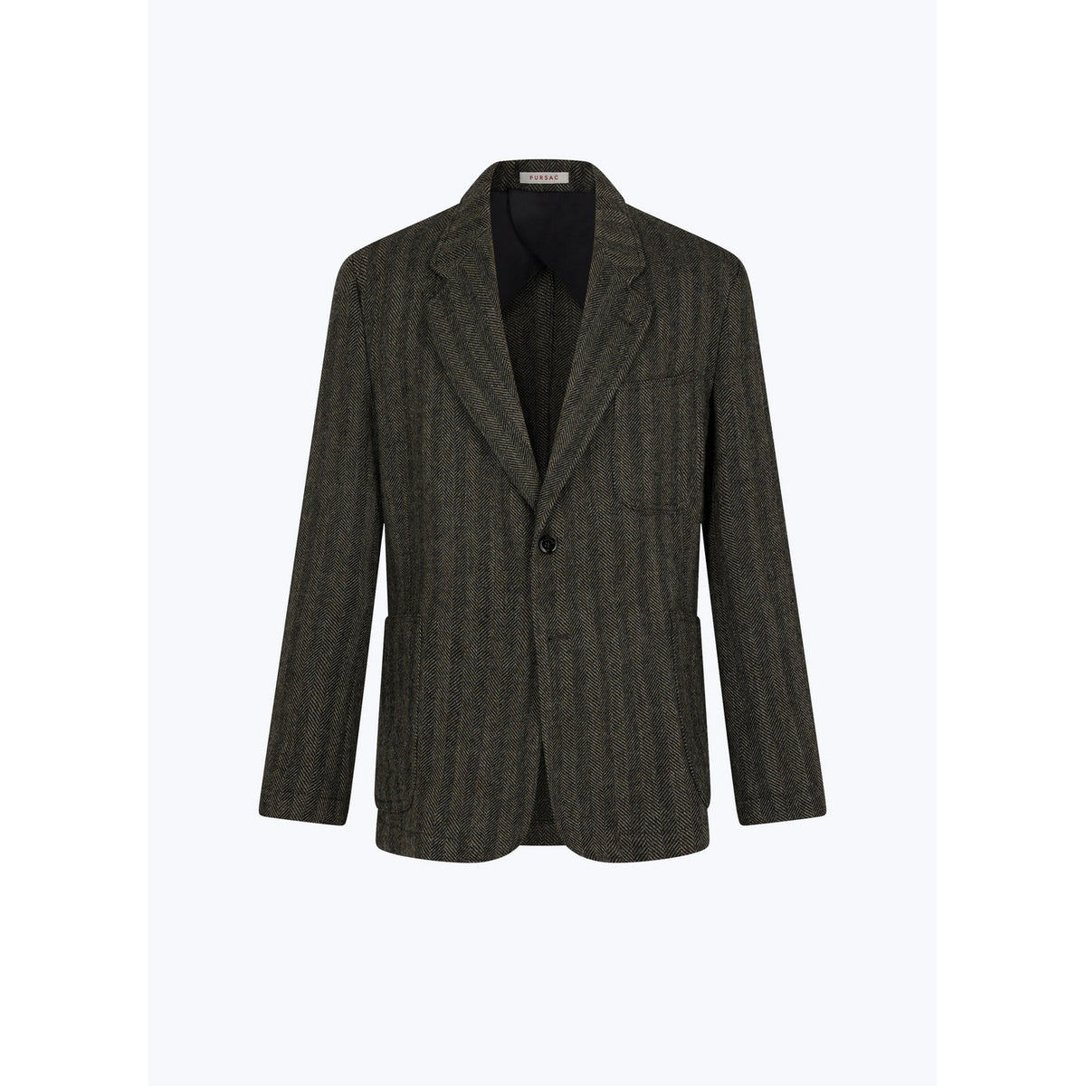 Unstructured Grey Herringbone Jacket - Charcoal