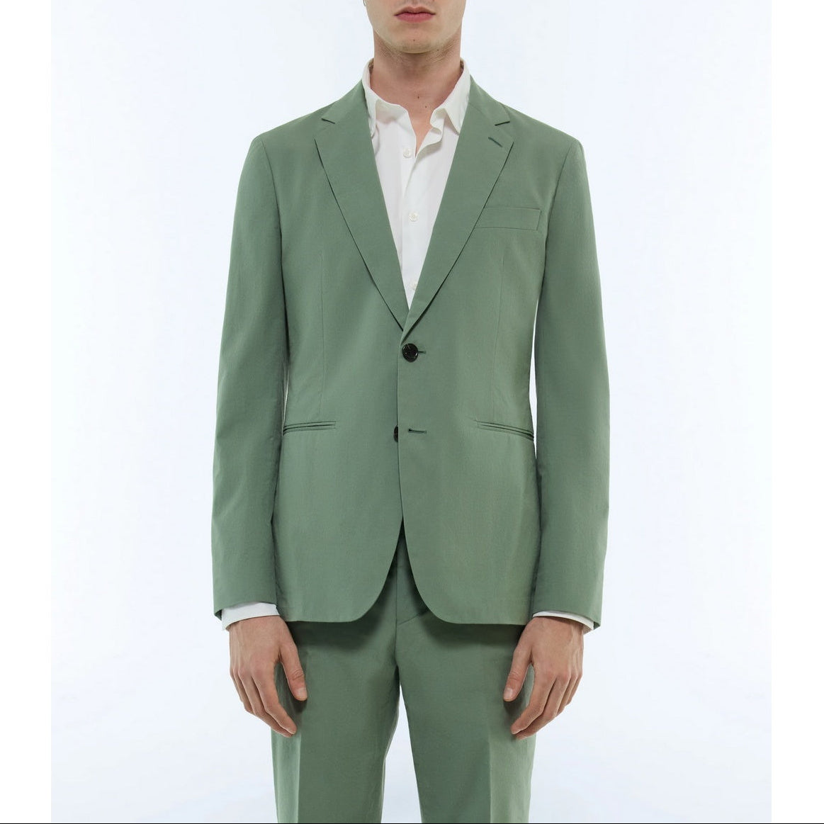 Veste Droite En Toile De Coton - Vert Sauge