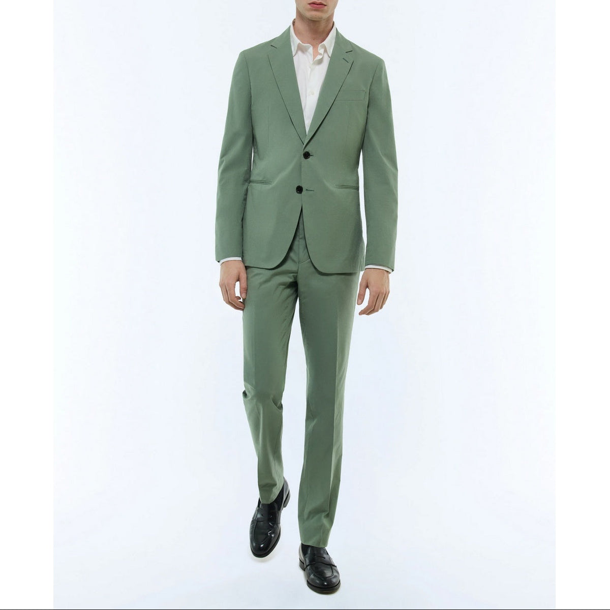 Veste Droite En Toile De Coton - Vert Sauge
